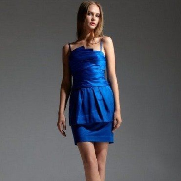 BCBGMAXAZRIA Blue Strapless Peplum Cocktail Dress with Pockets NWT Size 2 - Picture 7 of 7